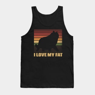 I Love My Fat Pudgy Perfection Adorable Chubby Kitty Print Tank Top